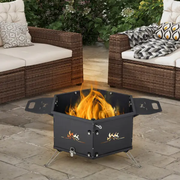 GOFLAME Outdoor Fire Stove with Grill, Portable Charcoal Barbecue Grill with Bakelite Handles - Image 3
