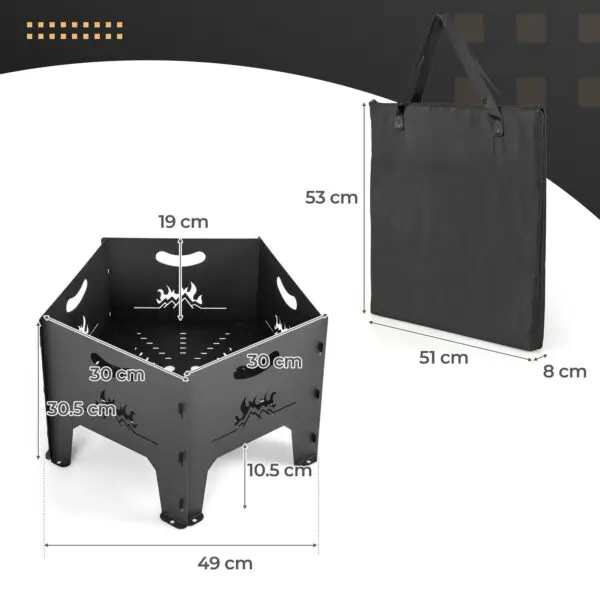 GOFLAME Fire Pit for Outside,Collapsible Portable Plug Fire Pit with Storage Bag, Outdoor Wood Burning Pit - Image 2
