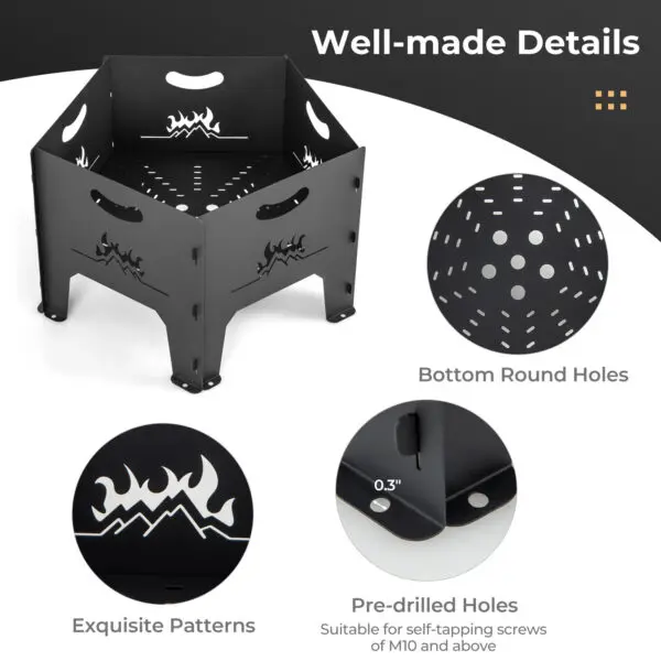 GOFLAME Fire Pit for Outside,Collapsible Portable Plug Fire Pit with Storage Bag, Outdoor Wood Burning Pit - Image 6