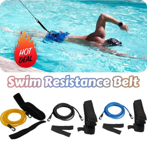 4M Swim Trainer Belt Resistance Belt Swimming Training Safe Rubber Tube Professional Swim Trainer Device For Adult Kids Pool