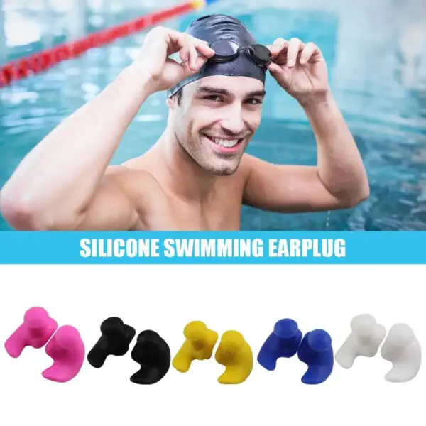 1 Pair Waterproof Soft Earplugs Silicone Portable Ear Plugs Swimming Accessories Durable Earplugs Classic Delicate Texture - Image 2