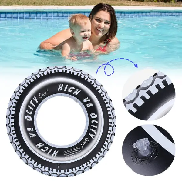 Swimming Pool Floating Rings Tire Pattern Leakproof Inflatable Swim Ring Pool Rings Air Mattresses Swimming Pool Accessories - Image 2
