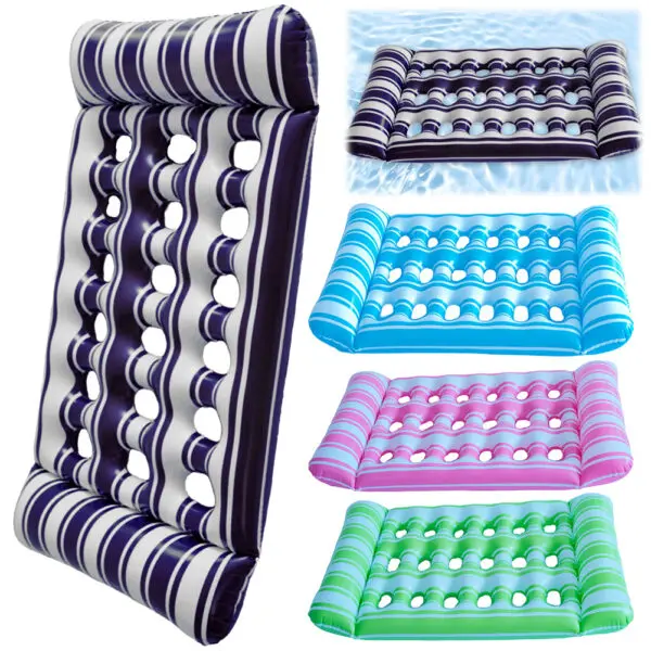 Inflatable Floating Bed PVC Inflatable Water Sleeping Bed Foldable Floating Lounger Air Mattress for Swimming Pool Party
