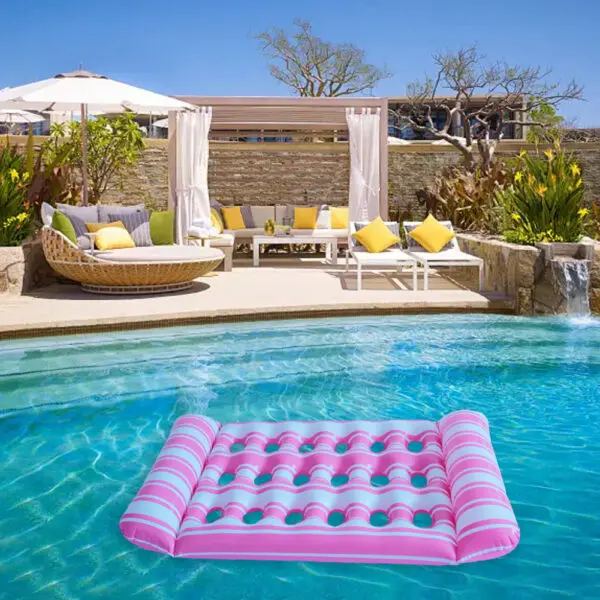 Inflatable Floating Bed PVC Inflatable Water Sleeping Bed Foldable Floating Lounger Air Mattress for Swimming Pool Party - Image 3