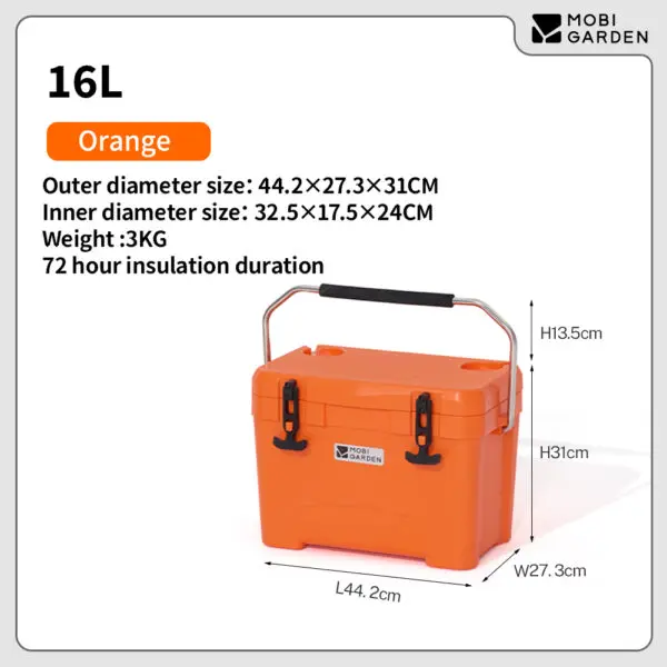 Mobi Garden Portable Wheeled Cooler Insulated Ice Box for Car Picnics Outdoor Camping Fresh Food Storage - Image 9