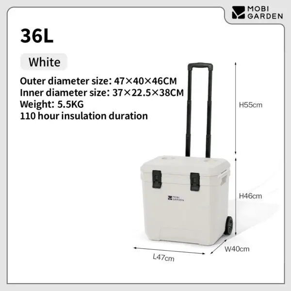 Mobi Garden Portable Wheeled Cooler Insulated Ice Box for Car Picnics Outdoor Camping Fresh Food Storage - Image 13