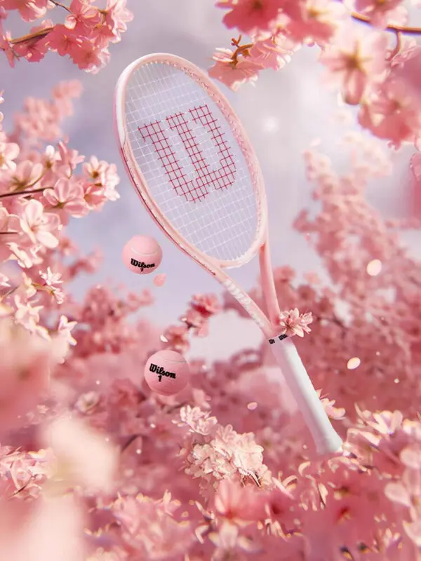 Wilson Tennis Racket Cherry Blossom Pink Ladies Advanced Tennis Racket full Carbon Professional Training Single Racket Girls - Image 2