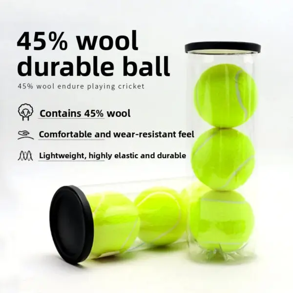 Professional High Elasticity Cricket Padel Tennis Balls 45% Wool Content 3 Pack Cage Style Durable Tennis Balls Sports Entertain