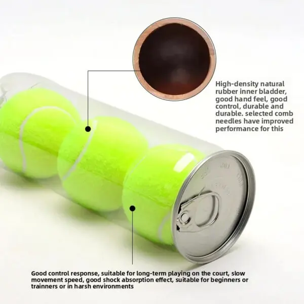 Professional High Elasticity Cricket Padel Tennis Balls 45% Wool Content 3 Pack Cage Style Durable Tennis Balls Sports Entertain - Image 2