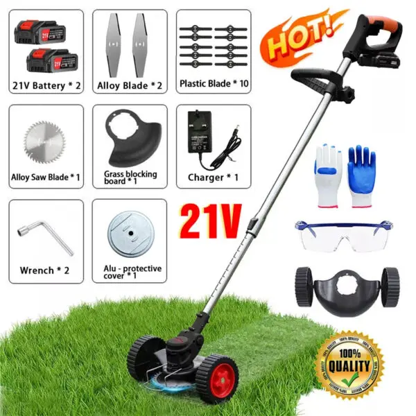 GOOWAY Cordless Electric Grass Trimmer 21V Handheld Length Adjustable Cutter Garden Tools Compatible Makita - Image 2