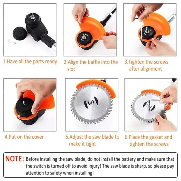 GOOWAY Cordless Electric Grass Trimmer 21V Handheld Length Adjustable Cutter Garden Tools Compatible Makita - Image 6