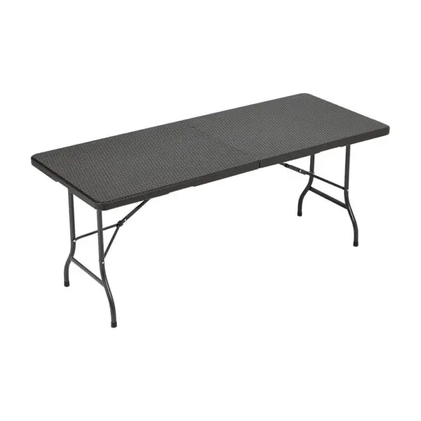 Voltsify Outdoor Rattan-Style Folding Table & 2 Benches Set, Weather-Resistant Plastic, Metal Patio Furniture for Garden - Image 7