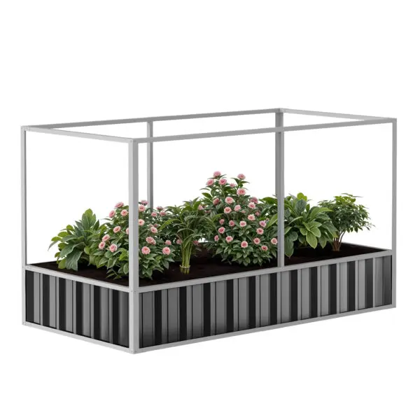 YITAHOME 174x90x88cm Raised Garden Bed with Anti-Bird Netting, Reinforced Metal Frame, Gloves Included for Plants, Veggies & Flo