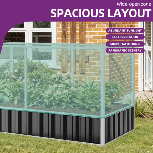 YITAHOME 174x90x88cm Raised Garden Bed with Anti-Bird Netting, Reinforced Metal Frame, Gloves Included for Plants, Veggies & Flo - Image 3