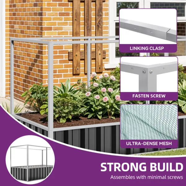 YITAHOME 174x90x88cm Raised Garden Bed with Anti-Bird Netting, Reinforced Metal Frame, Gloves Included for Plants, Veggies & Flo - Image 5