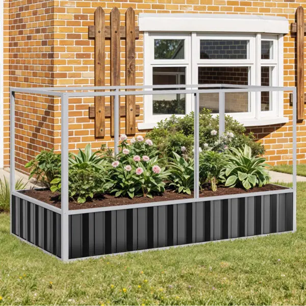 YITAHOME 174x90x88cm Raised Garden Bed with Anti-Bird Netting, Reinforced Metal Frame, Gloves Included for Plants, Veggies & Flo - Image 6