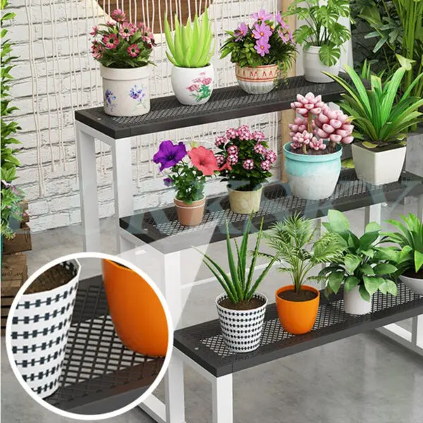 Flower Stand Plant Stand 2/3/4Tier Flower Shelf Planter Rack Storage Organizer Display Indoor Garden Balcony Floor-standing Rack - Image 4