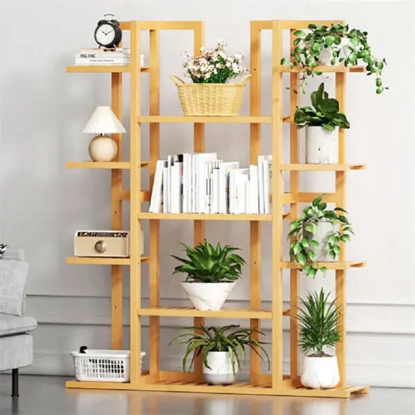 9 Tier Large Bamboo Plant Stand Corner Shelf Garden Flower Pot Display Shelving Unit Indoor Outdoor - Image 3