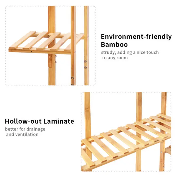 9 Tier Large Bamboo Plant Stand Corner Shelf Garden Flower Pot Display Shelving Unit Indoor Outdoor - Image 4