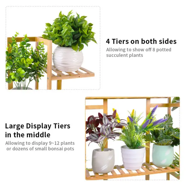 9 Tier Large Bamboo Plant Stand Corner Shelf Garden Flower Pot Display Shelving Unit Indoor Outdoor - Image 5