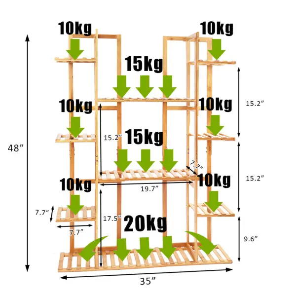 9 Tier Large Bamboo Plant Stand Corner Shelf Garden Flower Pot Display Shelving Unit Indoor Outdoor - Image 6