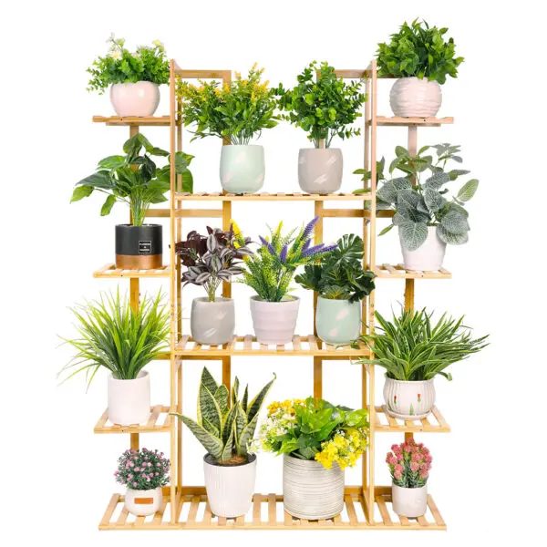 9 Tier Large Bamboo Plant Stand Corner Shelf Garden Flower Pot Display Shelving Unit Indoor Outdoor - Image 7