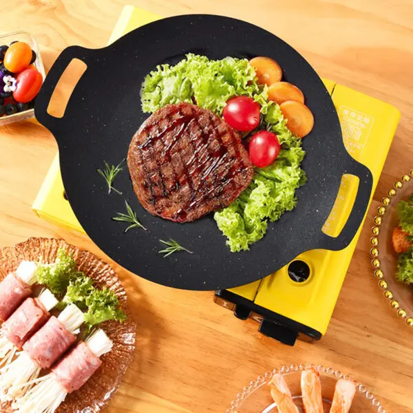 Barbecue Round Medical-Stone BBQ Plate Non Stick Skillets Grilled Pan For Indoor Outdoor Pork Belly Blanket Camping Gear Grill - Image 2