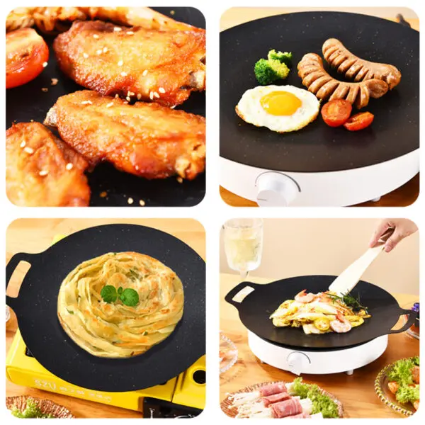 Barbecue Round Medical-Stone BBQ Plate Non Stick Skillets Grilled Pan For Indoor Outdoor Pork Belly Blanket Camping Gear Grill - Image 3