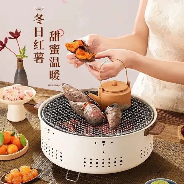 Garden Stove Tea Cooking Grill Round Fire Stove Household Barbecue Grill Outdoor Camping Portable Cookware Pan Bbq Grill - Image 2