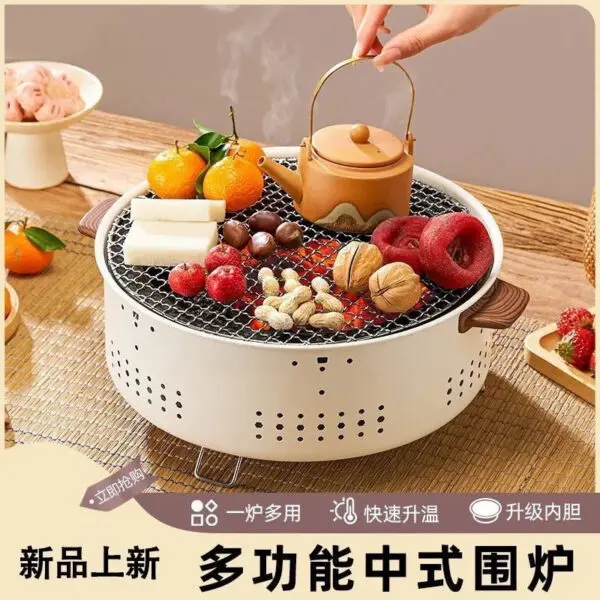 Garden Stove Tea Cooking Grill Round Fire Stove Household Barbecue Grill Outdoor Camping Portable Cookware Pan Bbq Grill - Image 4