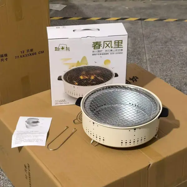 Garden Stove Tea Cooking Grill Round Fire Stove Household Barbecue Grill Outdoor Camping Portable Cookware Pan Bbq Grill - Image 6