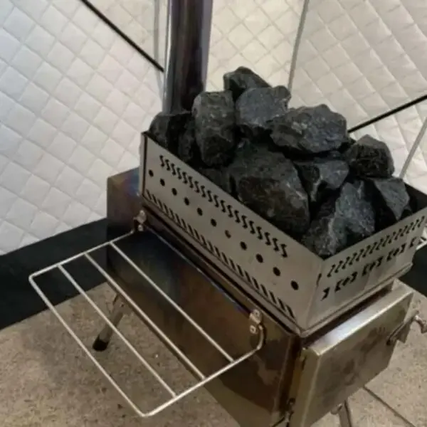 Foldable Sauna Stone Frame, Charcoal Fire Box, Heat-resistant Wood Stove, Sauna, Hiking, Fishing, Cooking, Barbecue Accessories - Image 3