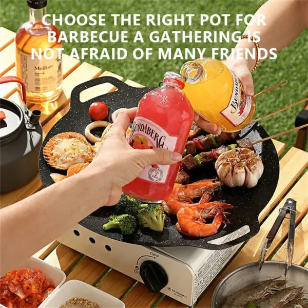 Korean Round Grill Pan Barbecue Pan Pork Belly Non-stick Cooker Maifan Stone Induction Cooker Gas Barbecue Tray Roast Plate - Image 2