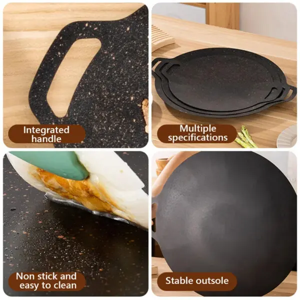 Korean Round Grill Pan Barbecue Pan Pork Belly Non-stick Cooker Maifan Stone Induction Cooker Gas Barbecue Tray Roast Plate - Image 5