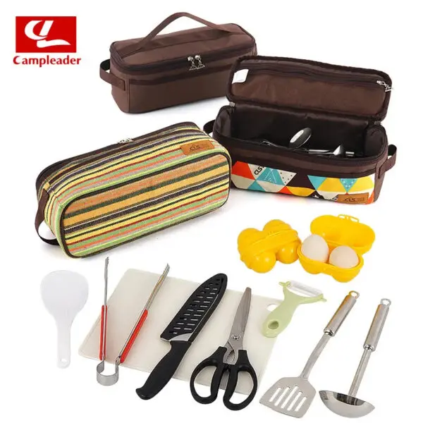 Outdoor Camping Cooking Tools Mini 11-Piece Set Portable Barbecue Picnic Kitchen Gadgets Dormitory Essentials Camping Gear