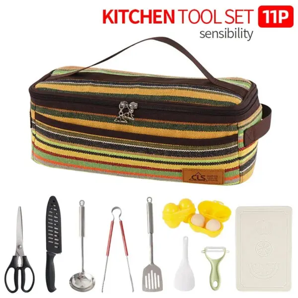 Outdoor Camping Cooking Tools Mini 11-Piece Set Portable Barbecue Picnic Kitchen Gadgets Dormitory Essentials Camping Gear - Image 7