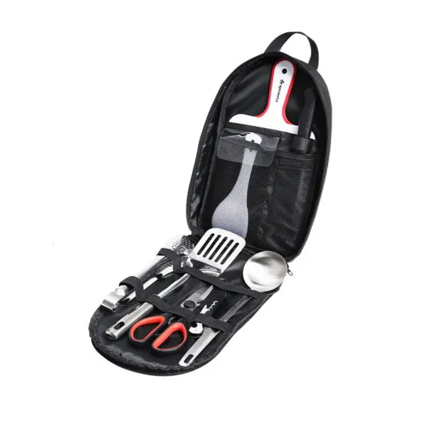 ISE MOUNT Camping Kitchen Cookware Set Travel Utensils Set 9pcs Stainless Steel Kitchenware for Backpacking BBQ Camping Picnic - Image 5