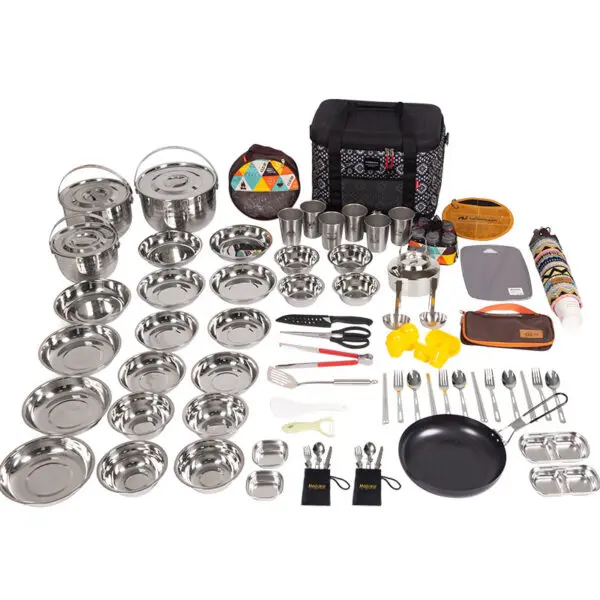 NOBANA Outdoor Camping Kitchen Set Camping Picnic Kitchenware Pot Plate Portable Knife Fork Spoon Cooking Utensils Full Set - Image 5
