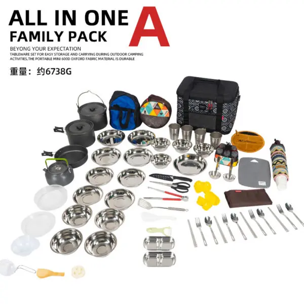 NOBANA Outdoor Camping Kitchen Set Camping Picnic Kitchenware Pot Plate Portable Knife Fork Spoon Cooking Utensils Full Set - Image 6