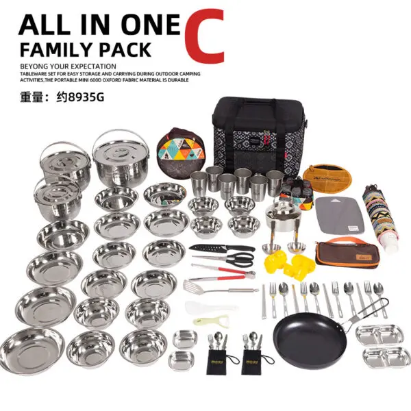 NOBANA Outdoor Camping Kitchen Set Camping Picnic Kitchenware Pot Plate Portable Knife Fork Spoon Cooking Utensils Full Set - Image 8