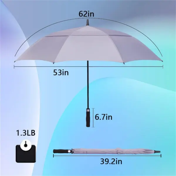 Ninemax 62 Inch Golf Umbrella UV Sun Protection Large Umbrellas Double Vented Canopy Auto Open Stick Umbrellas for Men and Women - Image 3