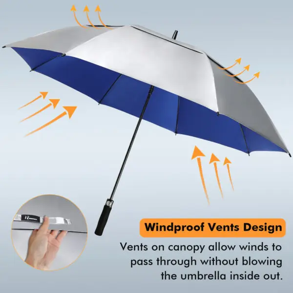 Ninemax 62 Inch Golf Umbrella UV Sun Protection Large Umbrellas Double Vented Canopy Auto Open Stick Umbrellas for Men and Women - Image 4