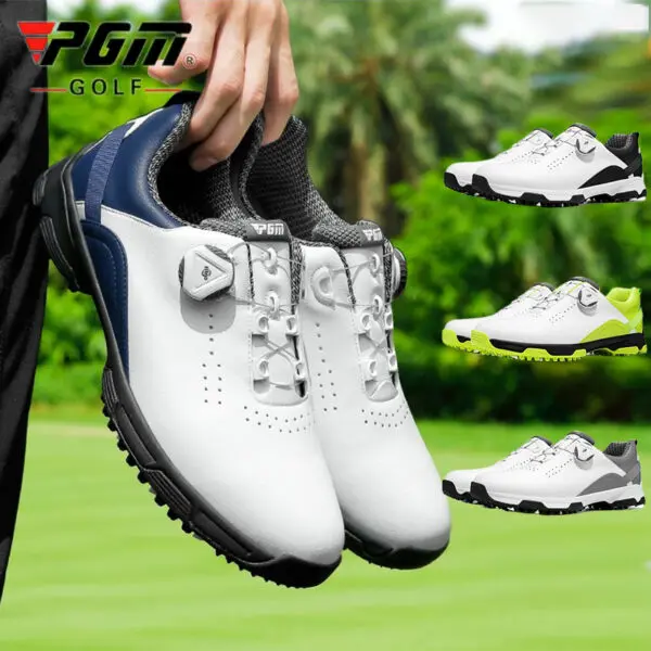 PGM New Men Golf Shoes Golf Waterproof Anti-slip Shoes Male Lightweight Breathable Sports Sneakers Outdoor Knob Buckle Footwear