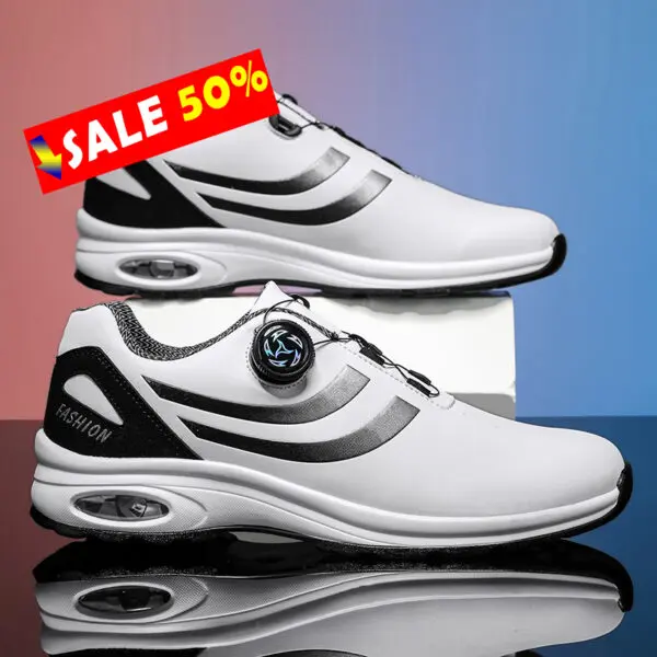 Golf Shoes Air Cushion Men Sports Running Shoes Breathable Lightweight Comfortable Athletic Nonskid Rotating Button Sneakers - Image 4