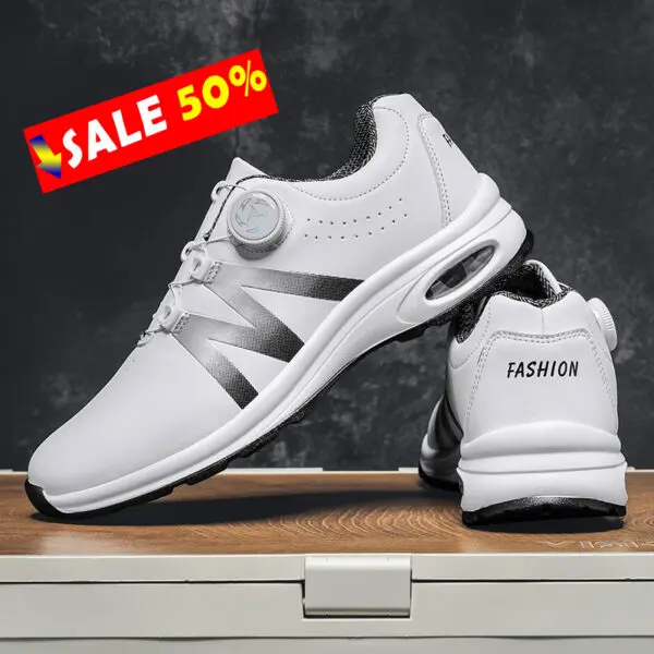 Golf Shoes Air Cushion Men Sports Running Shoes Breathable Lightweight Comfortable Athletic Nonskid Rotating Button Sneakers - Image 5