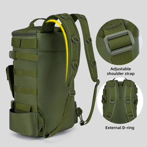 Tactical Fishing Backpack Tackle Bag with Rod Holders Fish Equipment Storage Molle Camping Hiking Outdoor Multifunctional Bag - Image 4