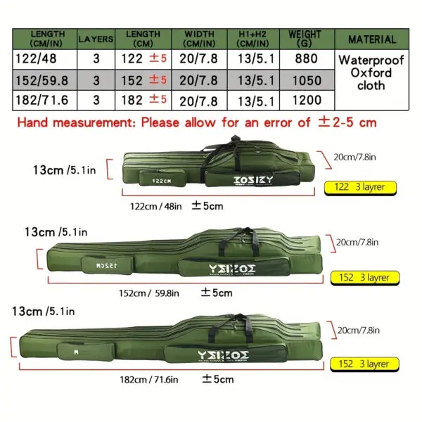 Fishing Rod bag 122/152/182CM 3 Layer Fishing backpack Outdoor Tackle Fishing bag Oxford Bag for fishing accessories equipment - Image 6