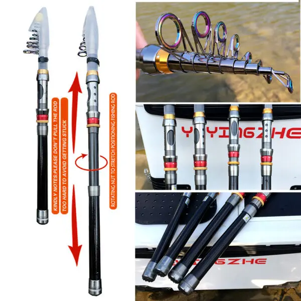 1.8-3.6m Carbon Fiber Fishing Rod And Reel Combo Super Hard Telescopic Fishing Pole Spinning Reel Kit Max Resistance 3-8kg Pesca - Image 3