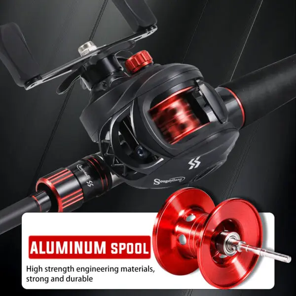 Sougayilang Fishing Rod Reel Combo 1.8~2.1m Carbon Fiber Casting Rod and 7.2:1 Gear Ratio Baitcasting Ree Max Drag 10kg for Bass - Image 3