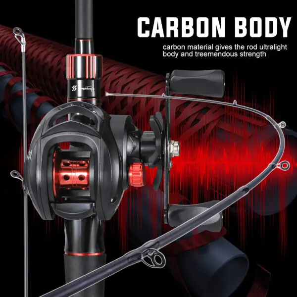 Sougayilang Fishing Rod Reel Combo 1.8~2.1m Carbon Fiber Casting Rod and 7.2:1 Gear Ratio Baitcasting Ree Max Drag 10kg for Bass - Image 4